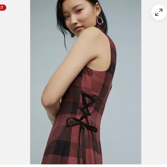 Anthropologie ett twa Red & Black Checkered Plaid Wide Leg Jumpsuit - Picture 10 of 10